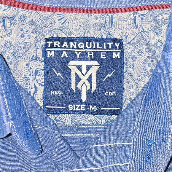 Tranquility Mayhem Men's Med Long Sleeve Button Down Shirt - Picture 1 of 6